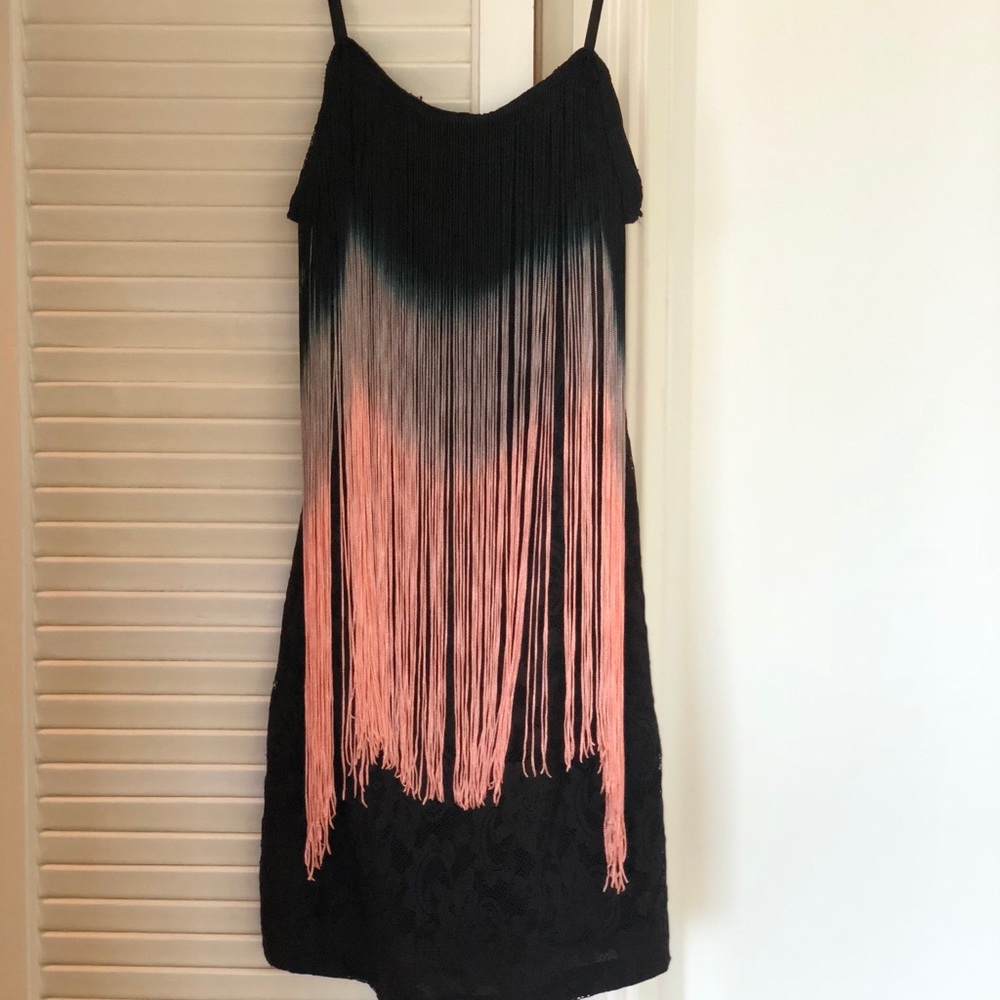 Fringe lace mini dress